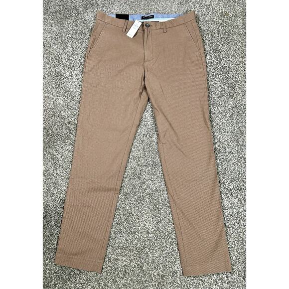 New Banana Republic Mason Straight Stretch Chino Print Pants Men's 33 x 32 Brown - Picture 1 of 13